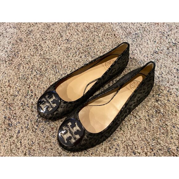 TORY BURCH Classic Reva Ballet Women's Size US 8.5 M Leopard Print - Picture 1 of 8